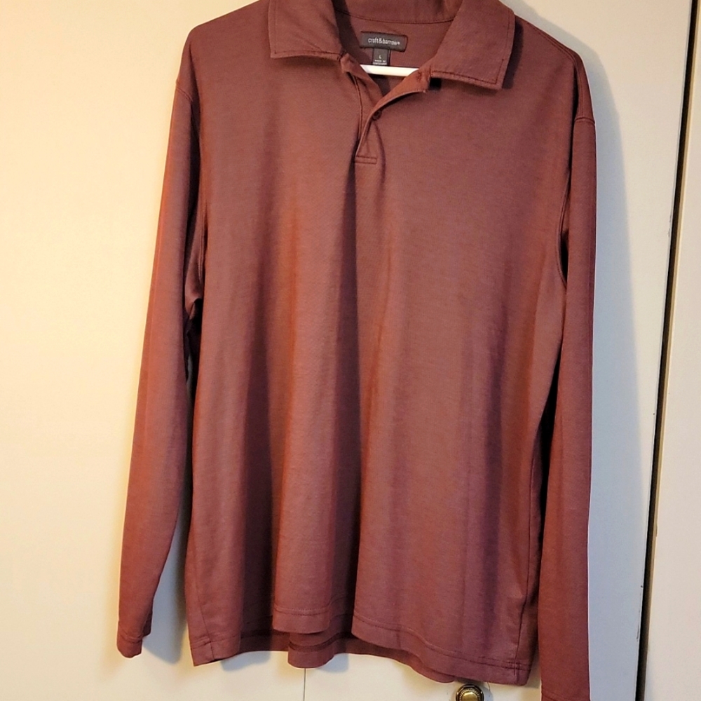 Croft & barrow men's long sleeve T-shirt pullover Polo shirt color Brown